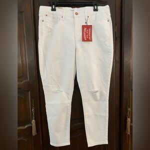 Levi’s simply stretch mid rise skinny crop white distressed jeans NWT 14 32